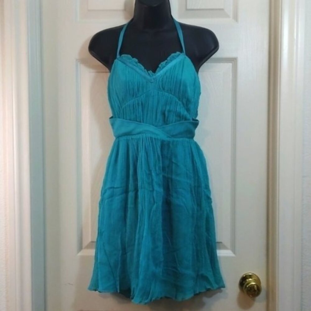 Women's C-Luce Teal Halter Dress Size Small GUC #0433